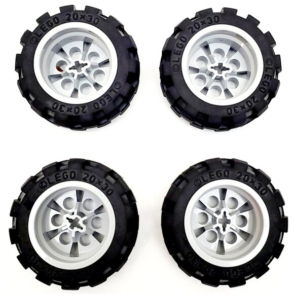LEGO Technic 4 x Black Wheel Tires Gray Hub 20x30 Car Vehicle Part Lot 4267 4266 - Picture 5 of 7
